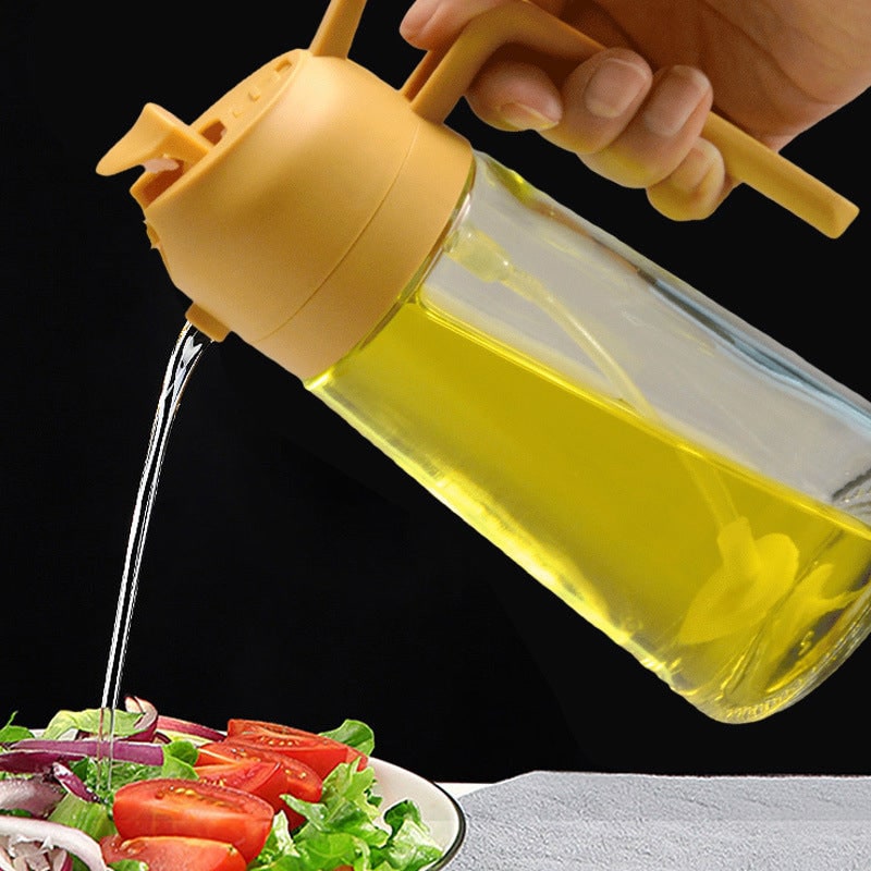 Oil Olive Sprayer Dispenser with Glass Bottle and Flip-Top Pouring Spout And Vinegar - Image 1