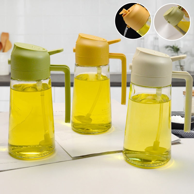 Oil Olive Sprayer Dispenser with Glass Bottle and Flip-Top Pouring Spout And Vinegar - Image 2