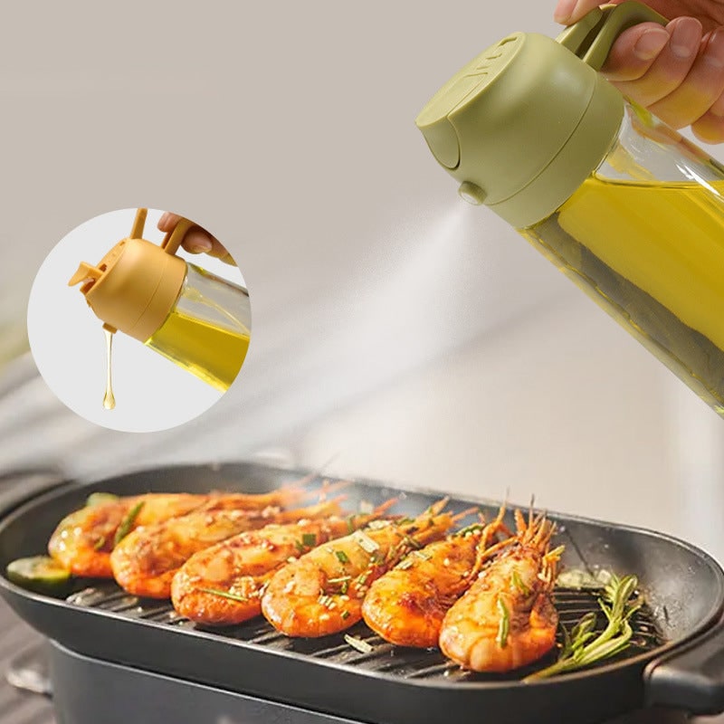 Olive Oil Dispenser Bottle with Glass Sprayer and Dual-Function Pour Spout Avocado - Image 5