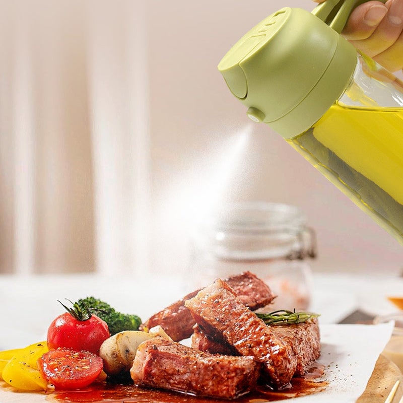 Olive Oil Dispenser Bottle with Glass Sprayer and Dual-Function Pour Spout Avocado - Image 7