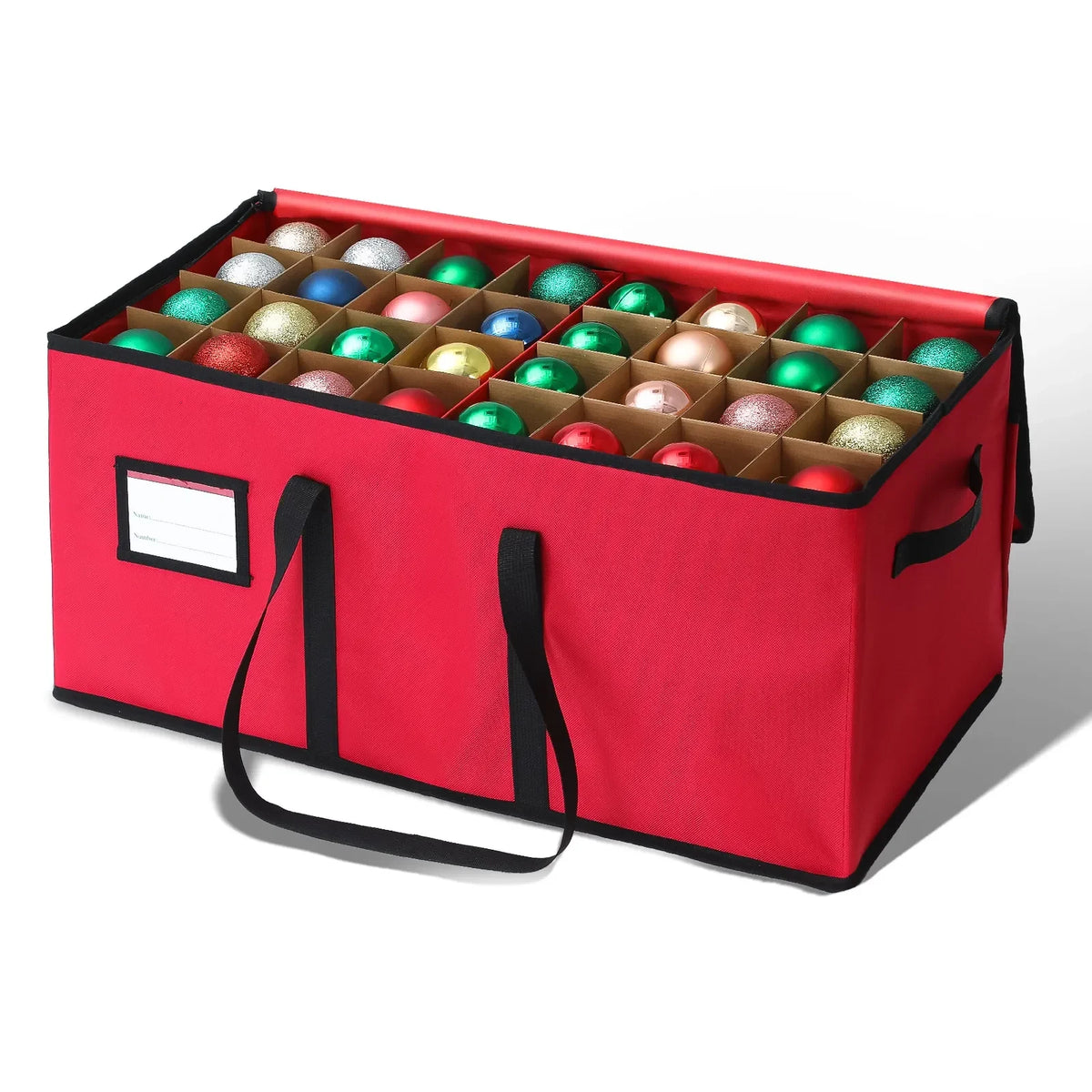 Ornament Storage Box with Dividers and Handles for Christmas Holiday Decorations - Image 4