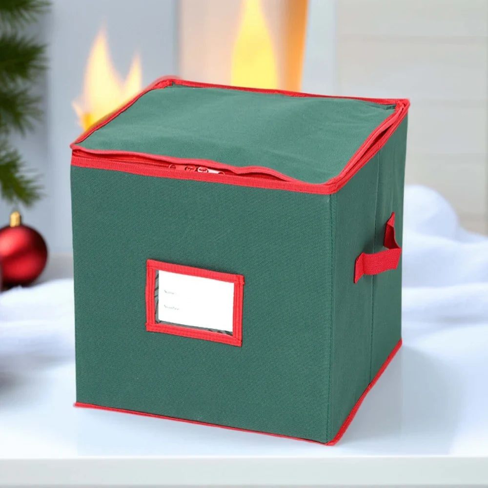 Ornament Storage Box with Dividers and Viewing Window for Christmas Tree Décor - Image 1