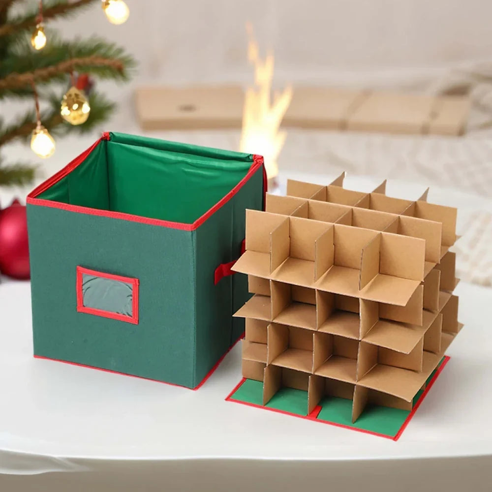 Ornament Storage Box with Dividers and Viewing Window for Christmas Tree Décor - Image 2