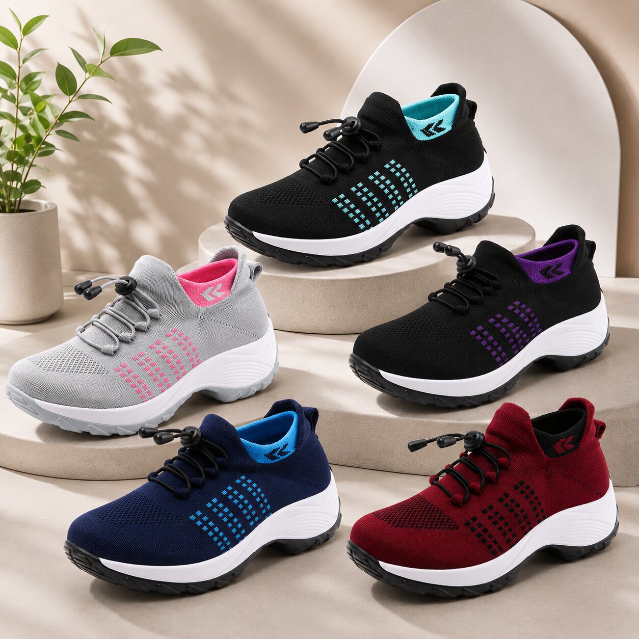 Damen-Sneaker mit breiter Passform für den Alltag und rutschfester Sohle
