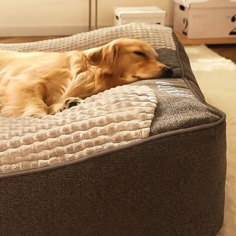 Orthopedic Dog Bed Large Padded Bolster Waffle Plush Polyester Fleece Machine Washable - Image 4