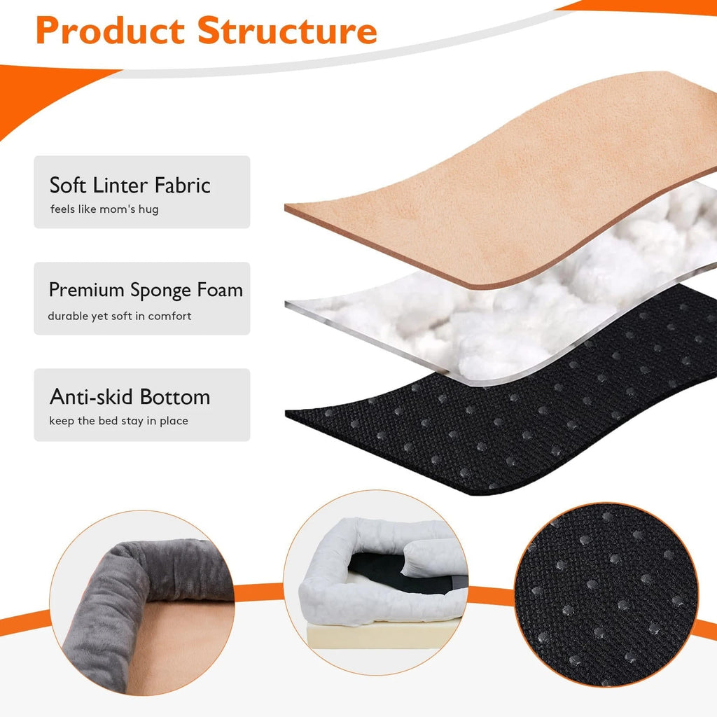 Orthopedic Dog Bed with Bolster Washable Memory Foam Cover and Raised Edges X Large - Image 5