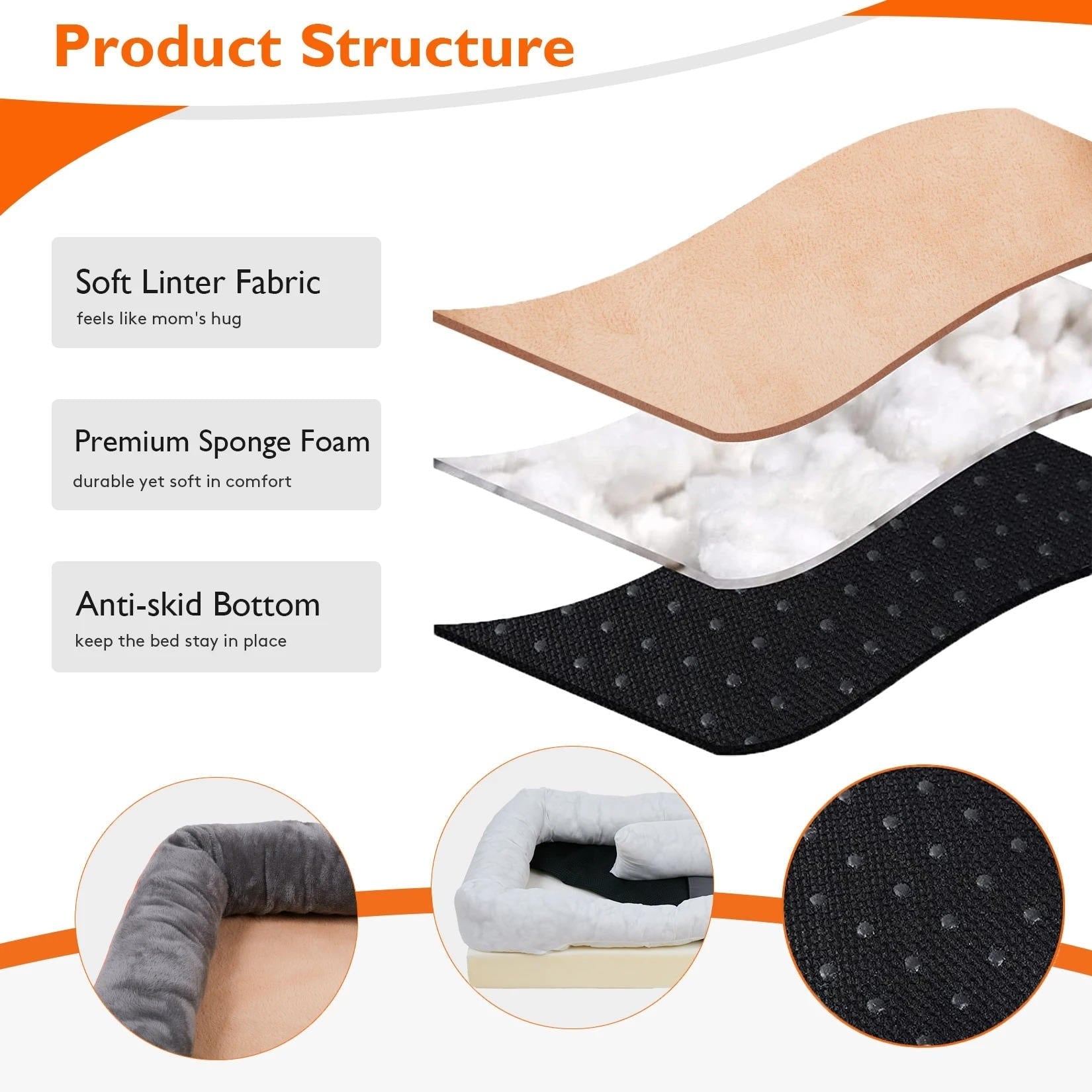 Orthopedic Dog Bed with Bolster Washable Memory Foam Cover and Raised Edges X Large - Image 5