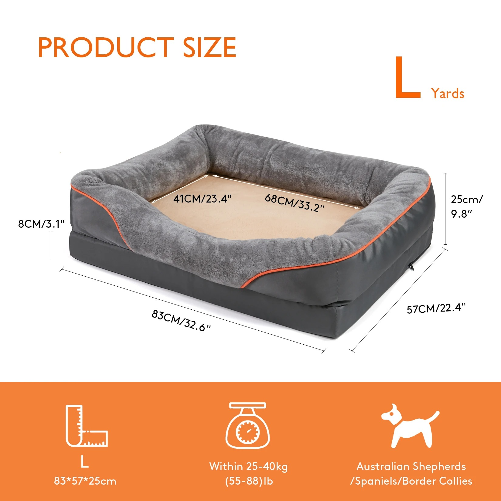 Orthopedic Dog Bed with Bolster Washable Memory Foam Cover and Raised Edges X Large - Image 7