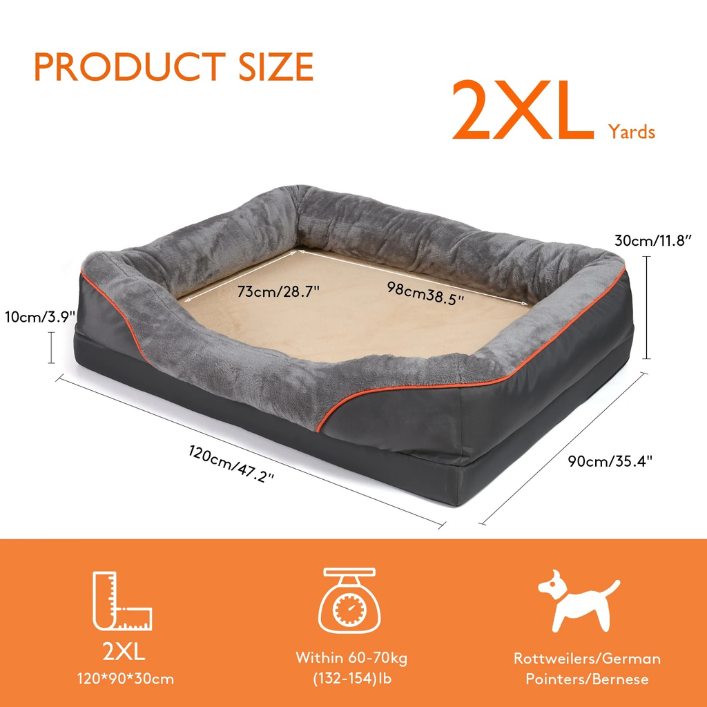 Orthopedic Dog Bed with Bolster Washable Memory Foam Cover and Raised Edges X Large - Image 9