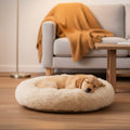 Orthopedic Donut Plush Dog Bed Faux Fur Bolster Soft Cats - Image 1