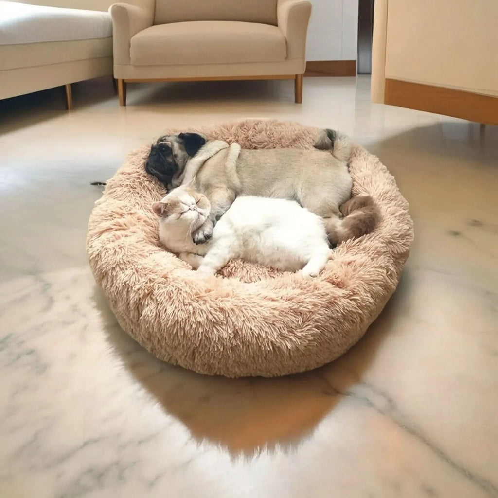 Orthopedic Donut Plush Dog Bed Faux Fur Bolster Soft Cats - Image 2