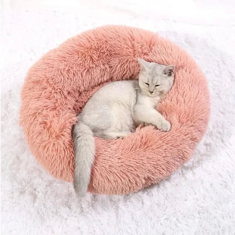 Orthopedic Donut Plush Dog Bed Faux Fur Bolster Soft Cats - Image 3