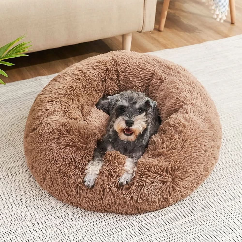 Orthopedic Donut Plush Dog Bed Faux Fur Bolster Soft Cats - Image 6