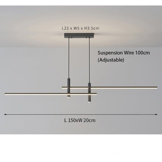 Contemporary LED Linear Pendant Adjustable Dimmable Hanging Light