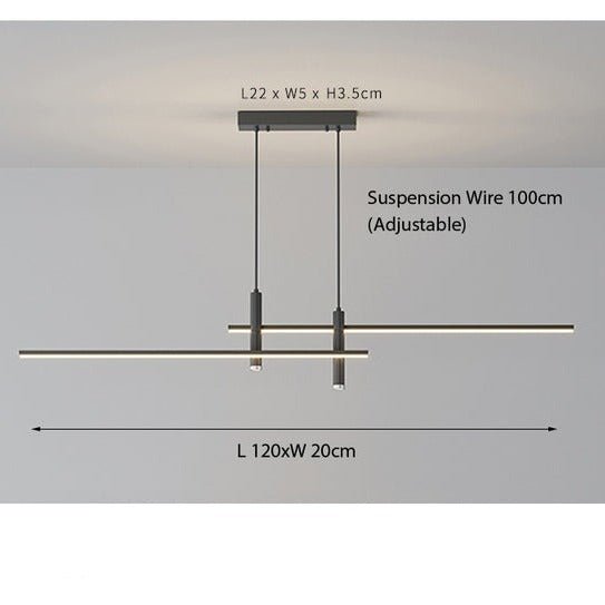Contemporary LED Linear Pendant Adjustable Dimmable Hanging Light