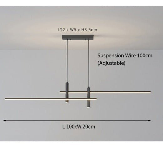 Contemporary LED Linear Pendant Adjustable Dimmable Hanging Light