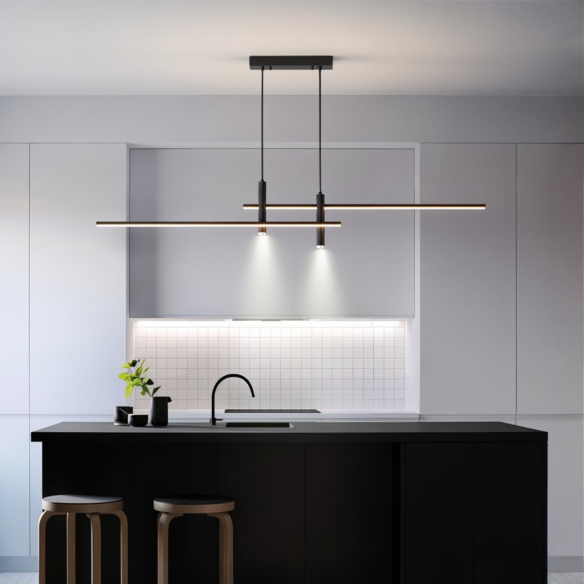 Contemporary LED Linear Pendant Adjustable Dimmable Hanging Light