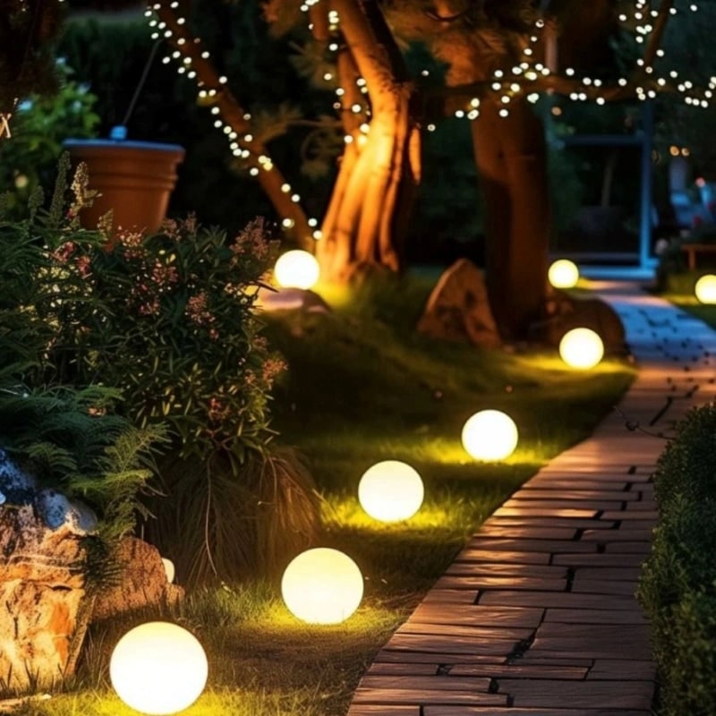 Outdoor Lights Globe Frosted Portable Cordless Garden Weather Resistant - Image 5