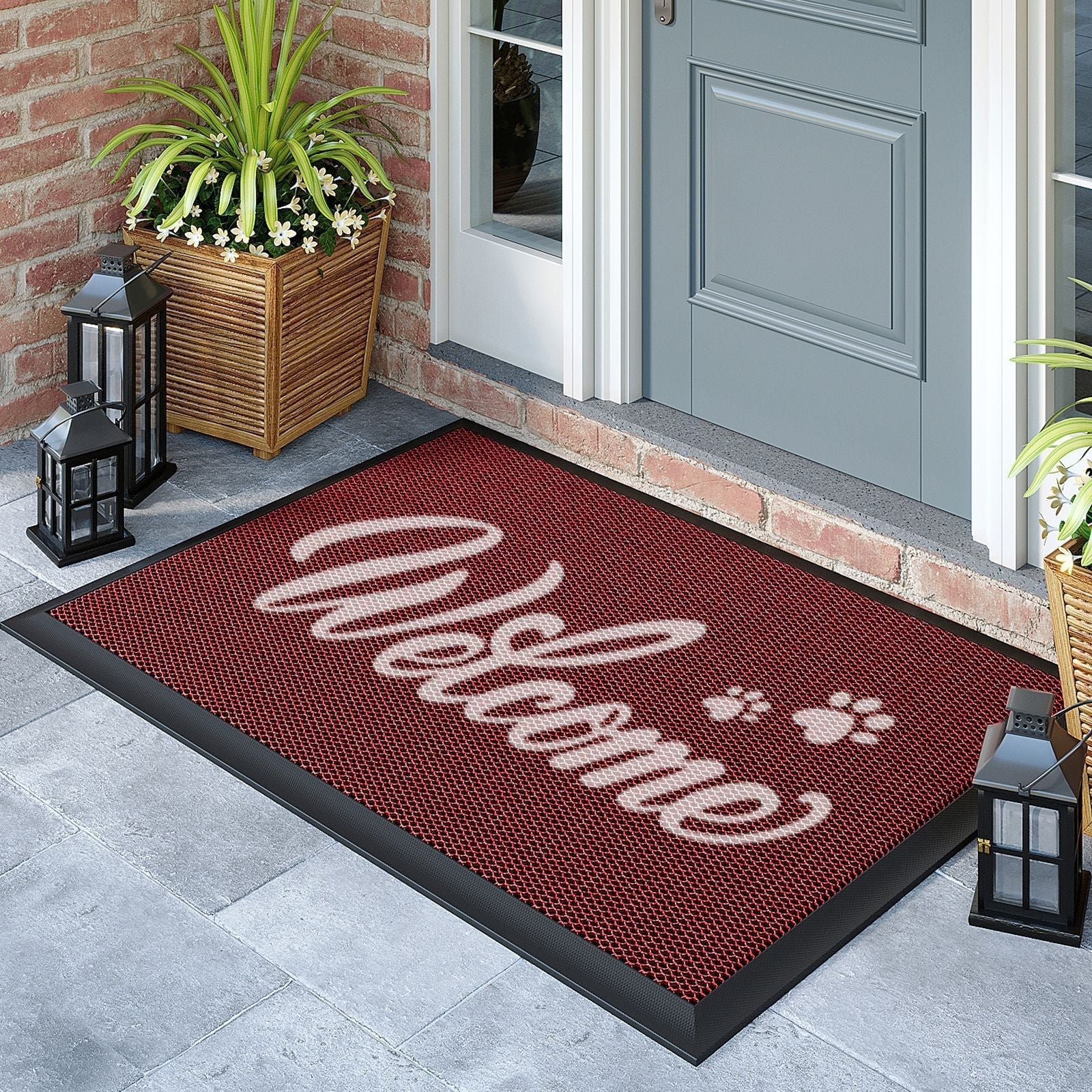 Outdoor Rugs for Porch and Doormat with Non-Slip Rubber Backing and Water Resistant PVC Mesh Surface - Image 11