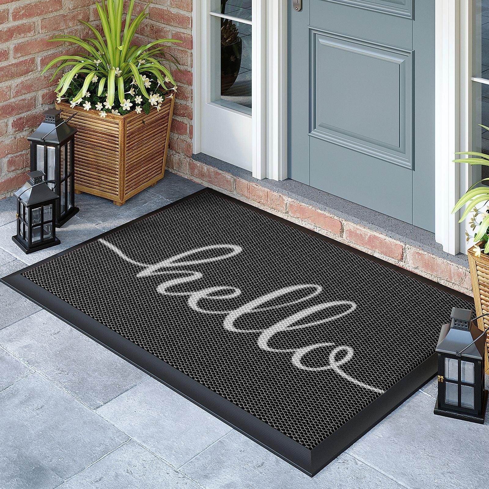 Outdoor Rugs for Porch and Doormat with Non-Slip Rubber Backing and Water Resistant PVC Mesh Surface - Image 12
