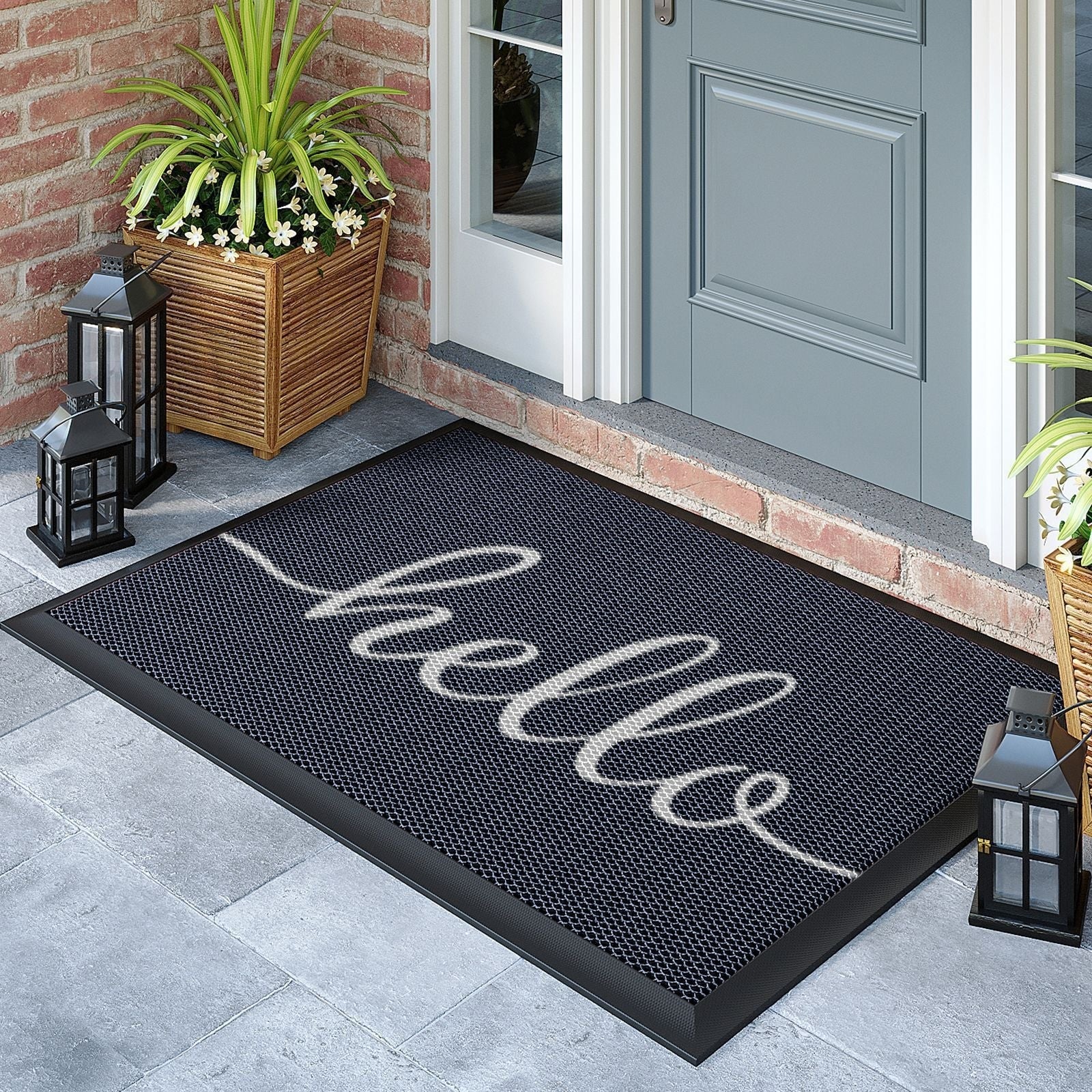 Outdoor Rugs for Porch and Doormat with Non-Slip Rubber Backing and Water Resistant PVC Mesh Surface - Image 13
