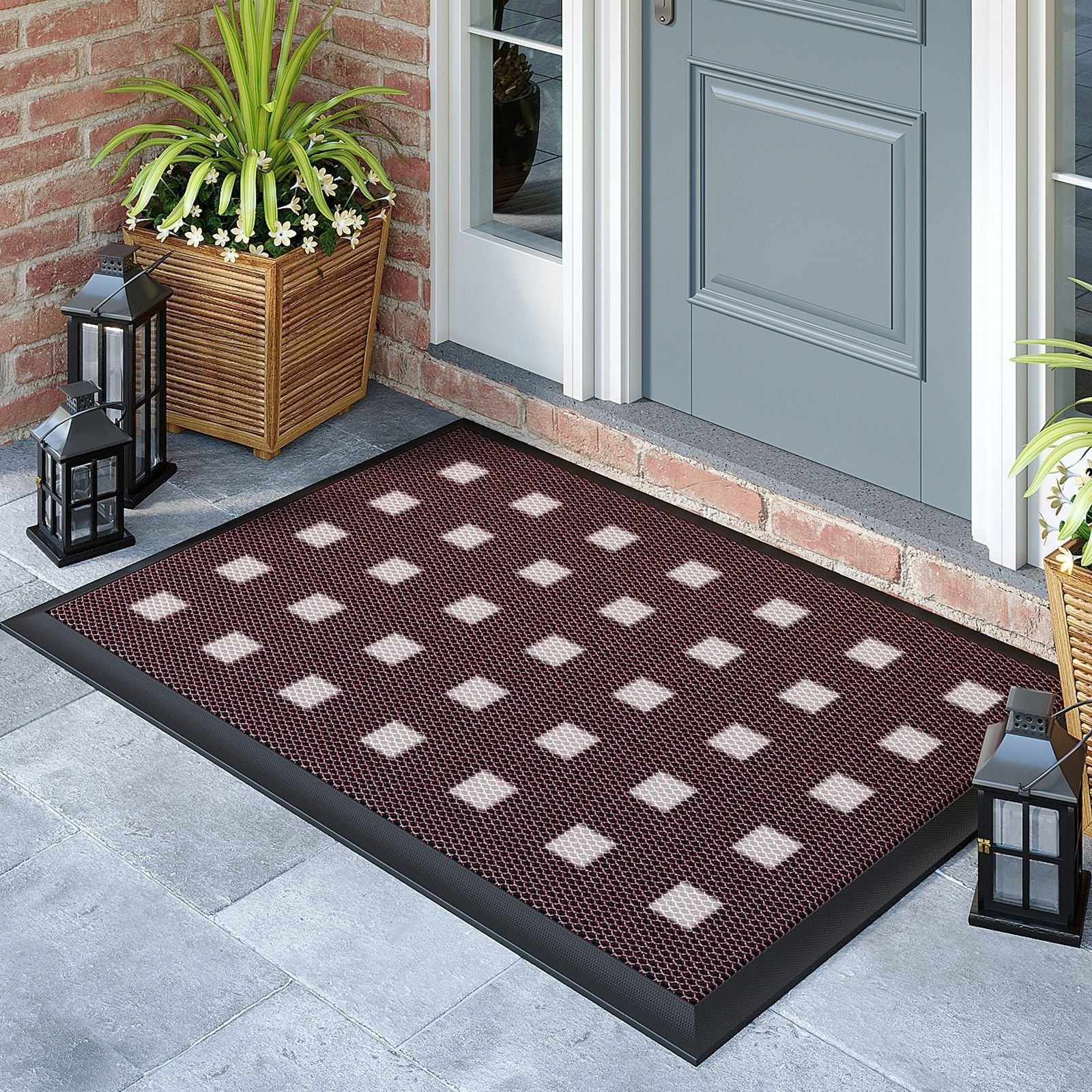Outdoor Rugs for Porch and Doormat with Non-Slip Rubber Backing and Water Resistant PVC Mesh Surface - Image 17