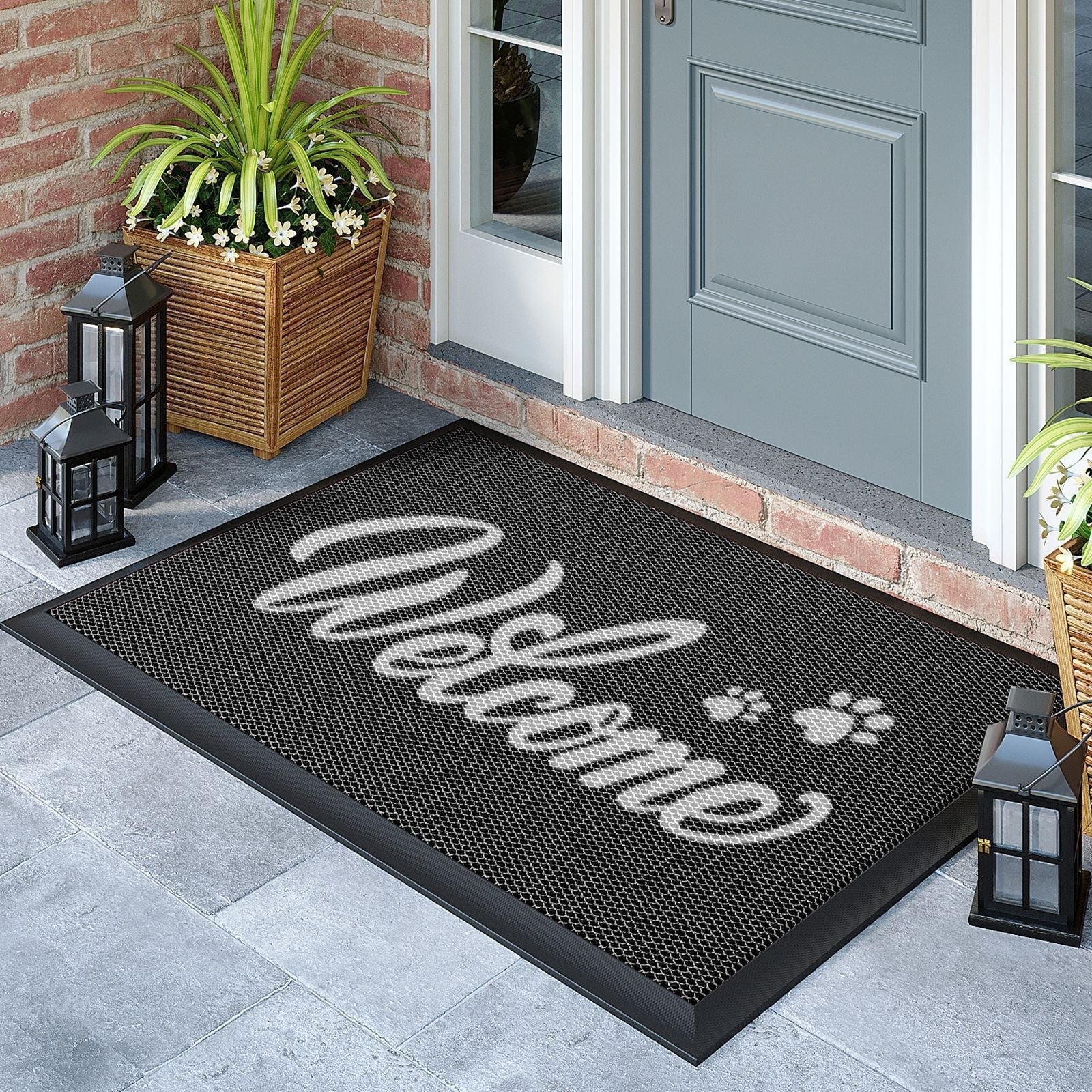 Outdoor Rugs for Porch and Doormat with Non-Slip Rubber Backing and Water Resistant PVC Mesh Surface - Image 4