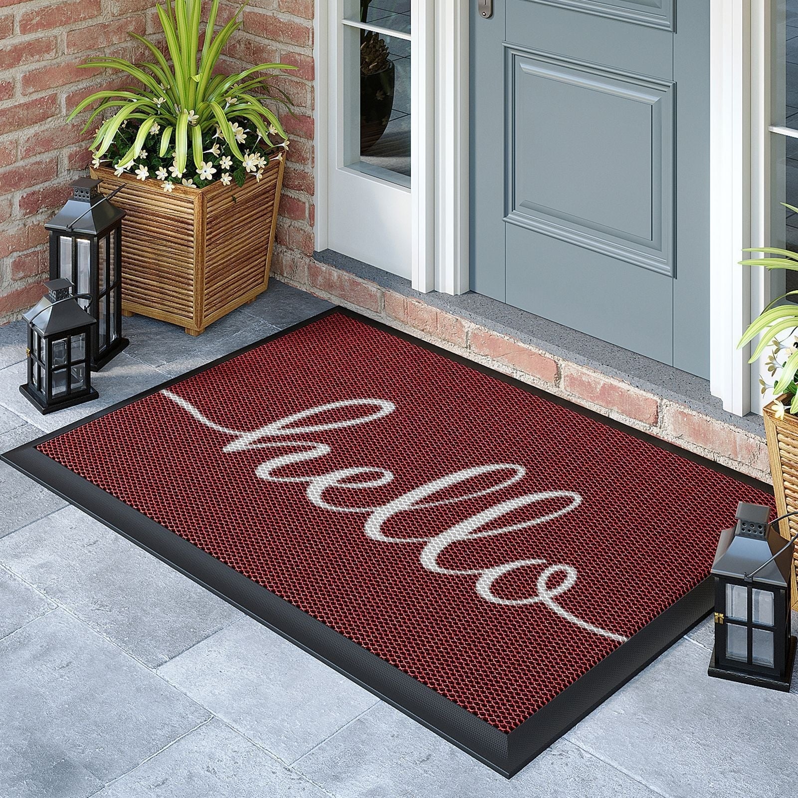 Outdoor Rugs for Porch and Doormat with Non-Slip Rubber Backing and Water Resistant PVC Mesh Surface - Image 8