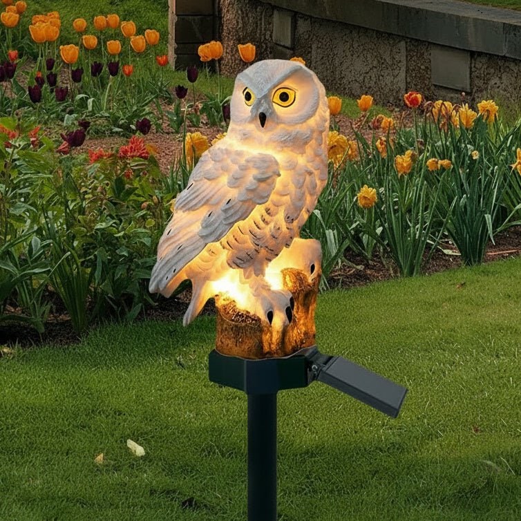 Outdoor Solar Lights Powered Garden Stake Resin Owl Waterproof Decorative - Image 1