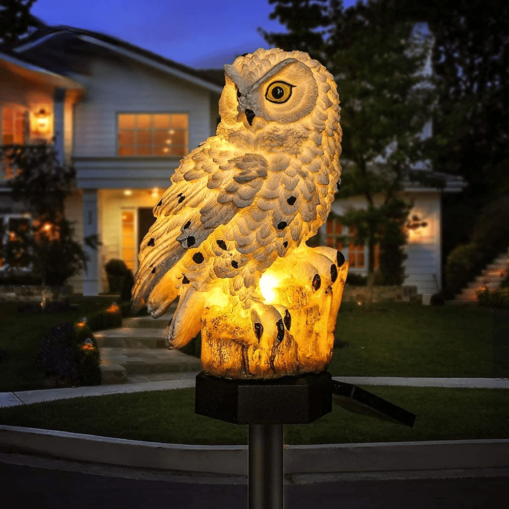 Outdoor Solar Lights Powered Garden Stake Resin Owl Waterproof Decorative - Image 2