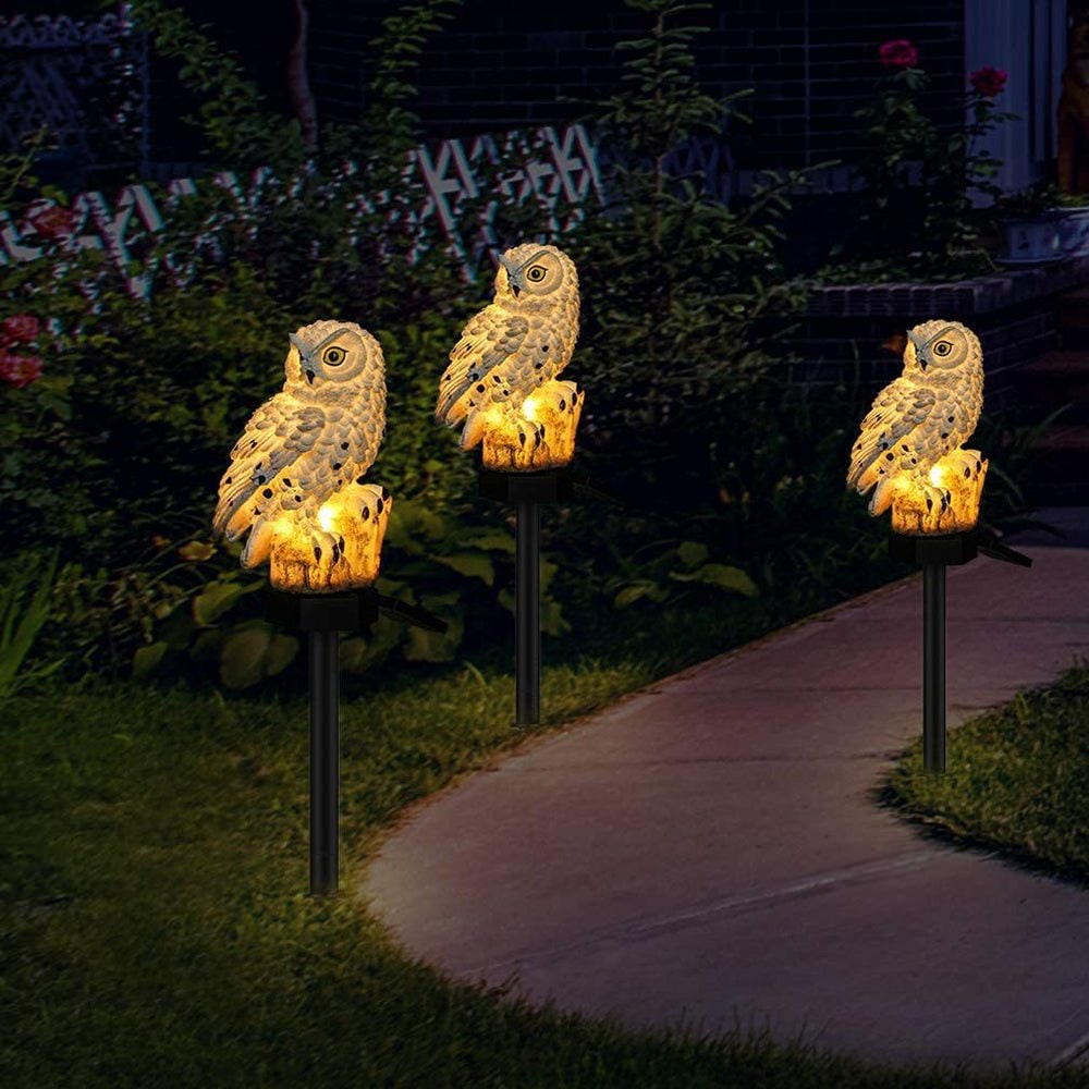 Outdoor Solar Lights Powered Garden Stake Resin Owl Waterproof Decorative - Image 5