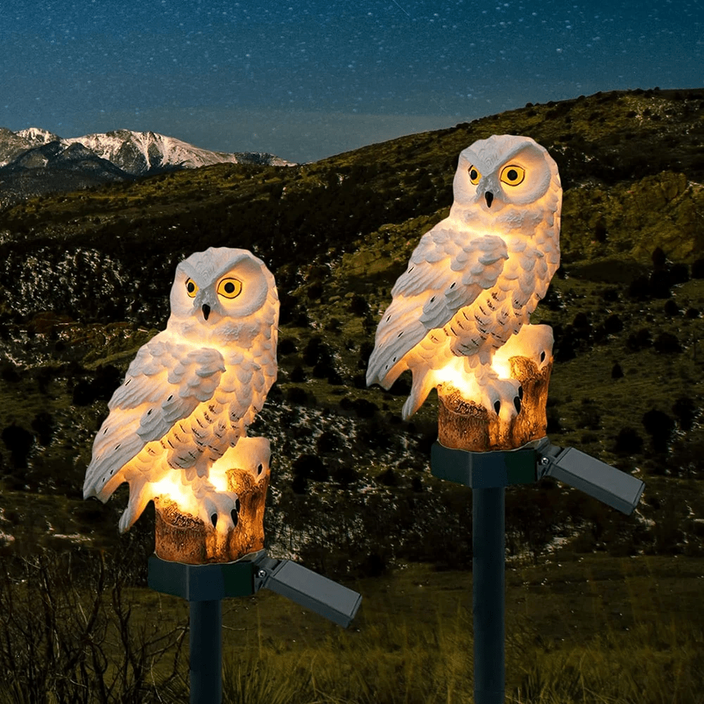 Outdoor Solar Lights Powered Garden Stake Resin Owl Waterproof Decorative - Image 6