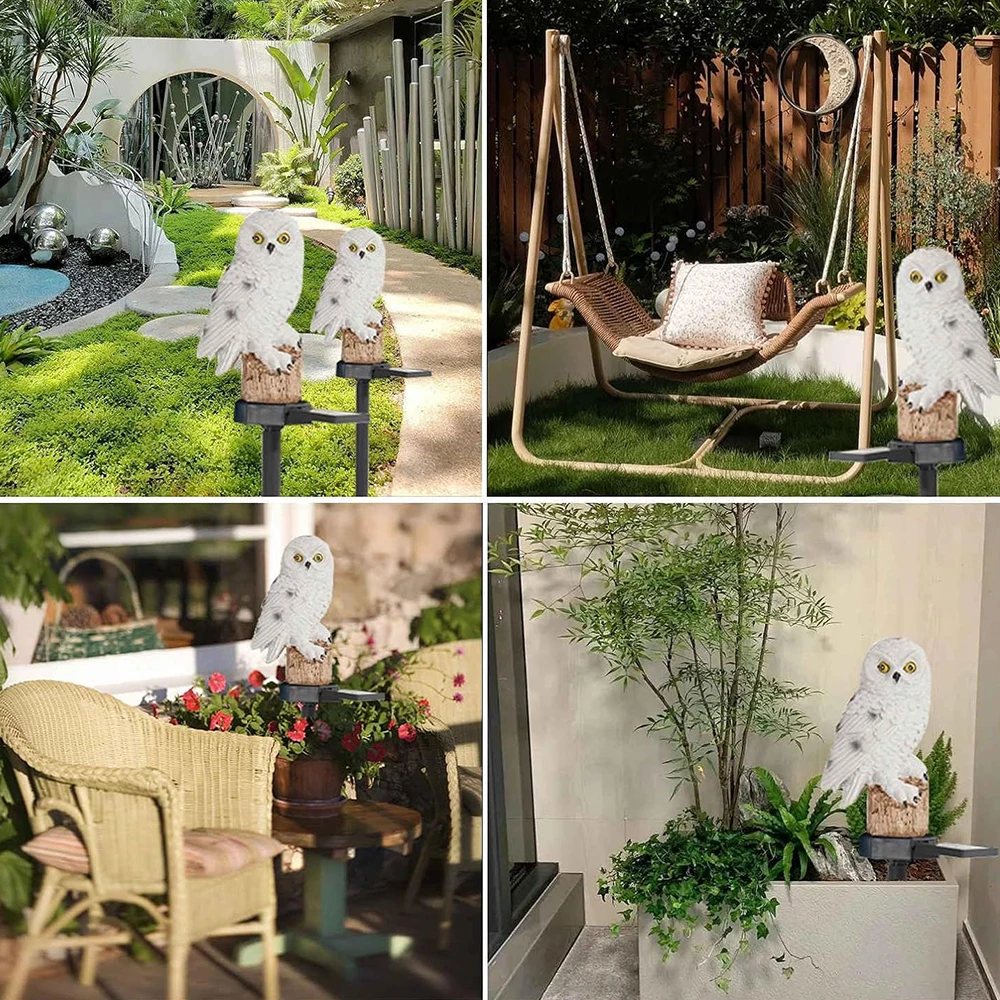 Outdoor Solar Lights Powered Garden Stake Resin Owl Waterproof Decorative - Image 7