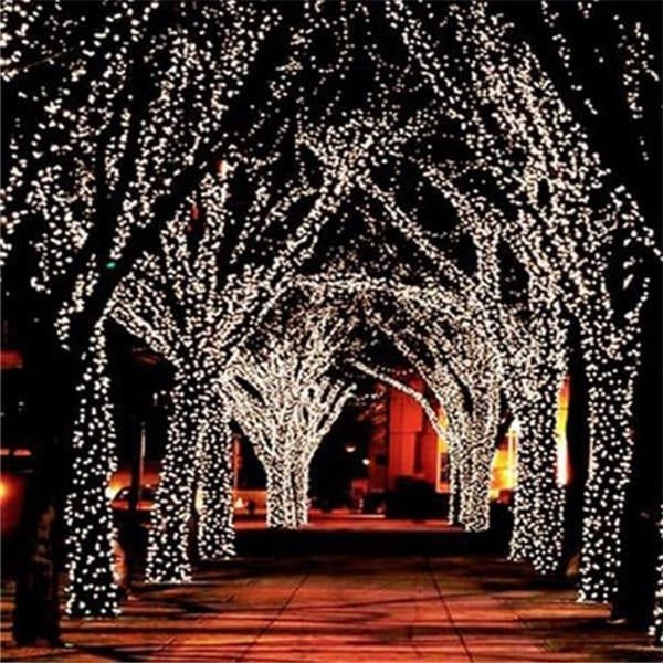 Outdoor Solar String Lights with 100 LED Fairy Garden Landscape Lighting with Adjustable Panel - Image 1