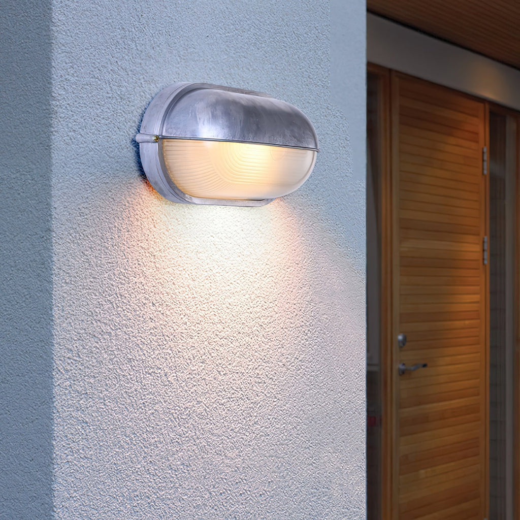 Outdoor Wall Light Bulkhead with Ribbed Glass Eyelid Hood Weather-Resistant - Image 12