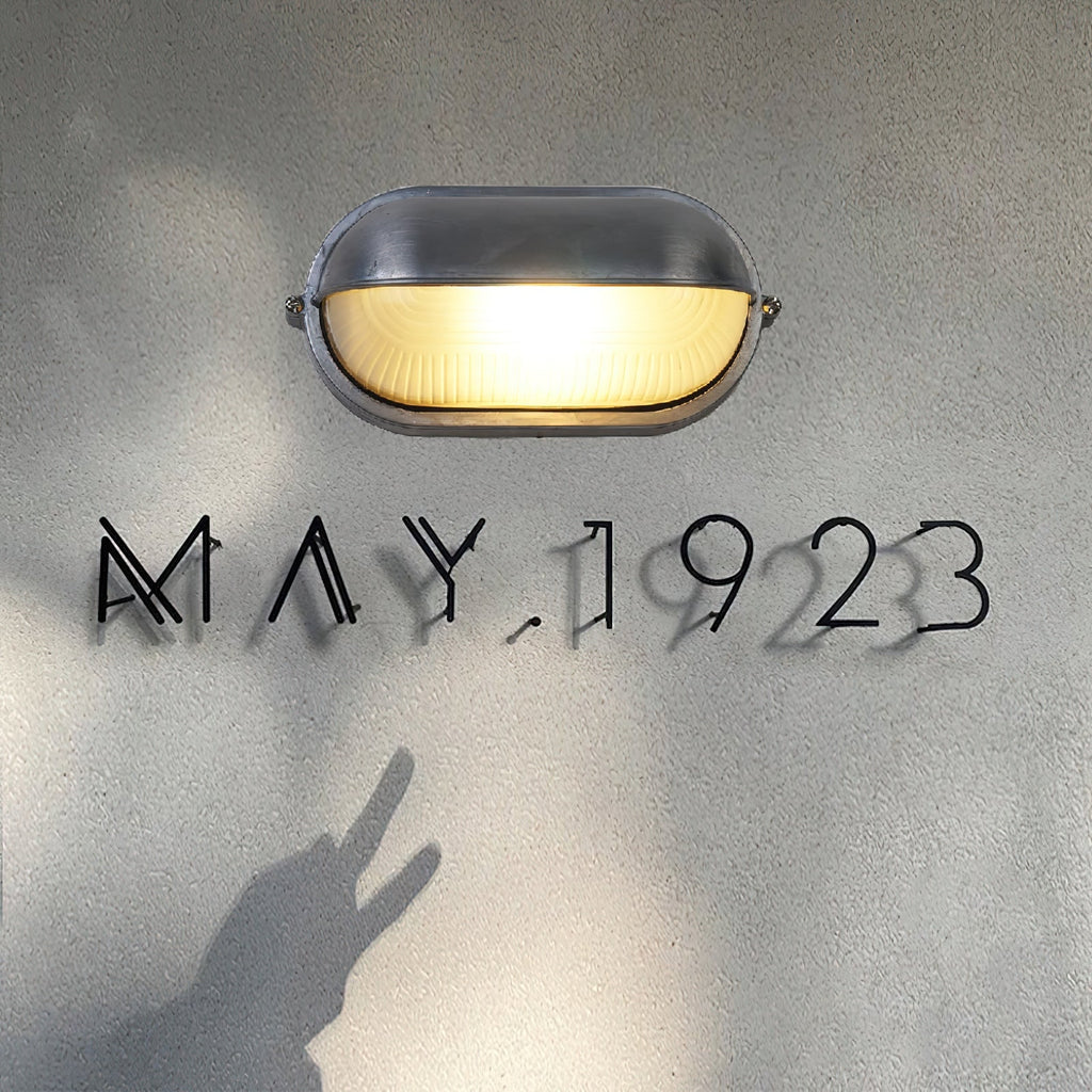 Outdoor Wall Light Bulkhead with Ribbed Glass Eyelid Hood Weather-Resistant - Image 13
