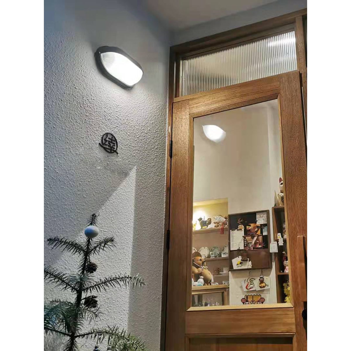 Outdoor Wall Light Bulkhead with Ribbed Glass Eyelid Hood Weather-Resistant - Image 16