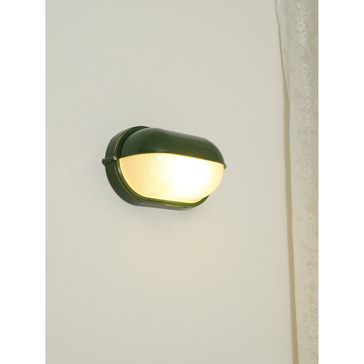 Outdoor Wall Light Bulkhead with Ribbed Glass Eyelid Hood Weather-Resistant - Image 26
