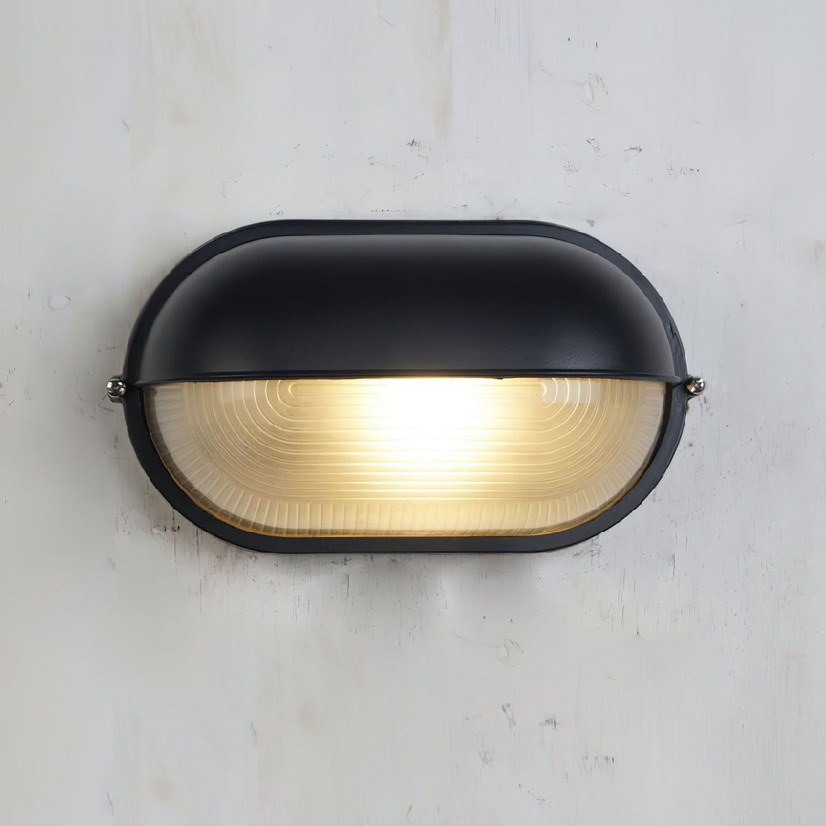Outdoor Wall Light Bulkhead with Ribbed Glass Eyelid Hood Weather-Resistant - Image 35