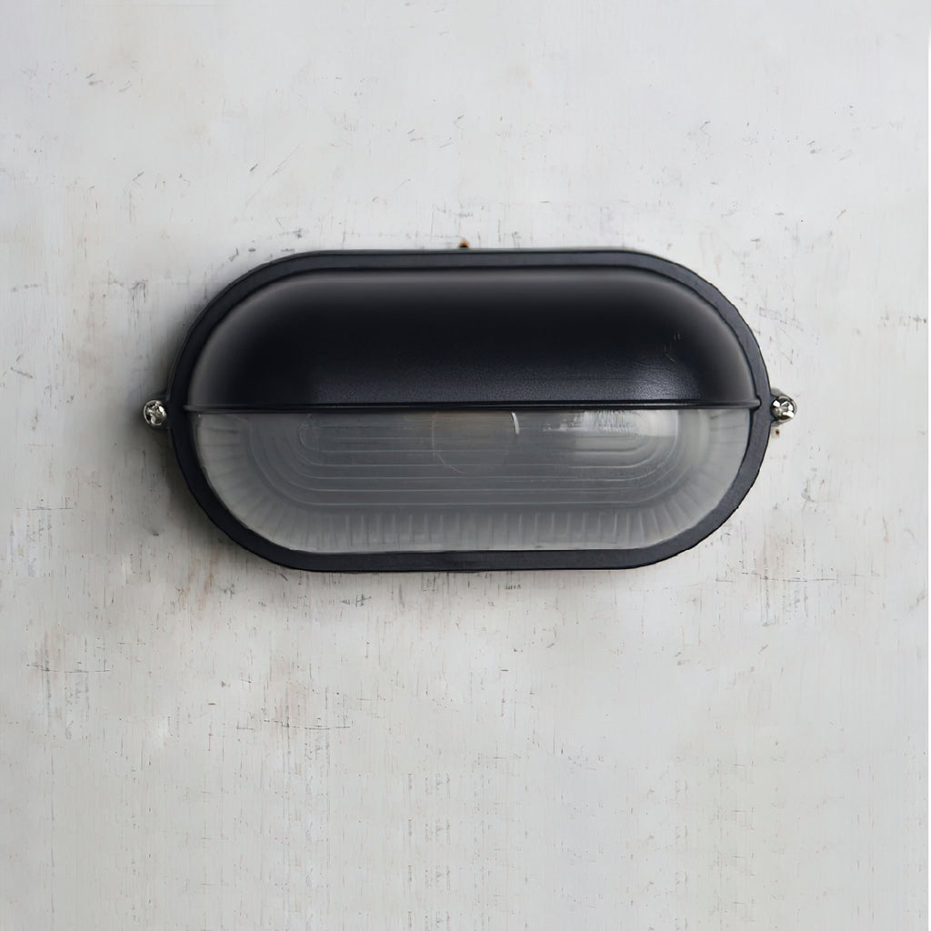 Outdoor Wall Light Bulkhead with Ribbed Glass Eyelid Hood Weather-Resistant - Image 36