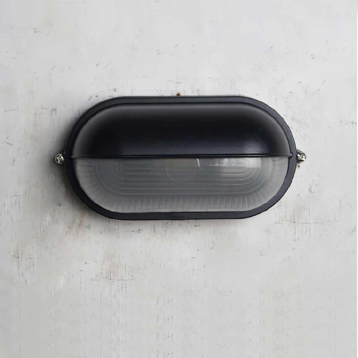 Outdoor Wall Light Bulkhead with Ribbed Glass Eyelid Hood Weather-Resistant - Image 36