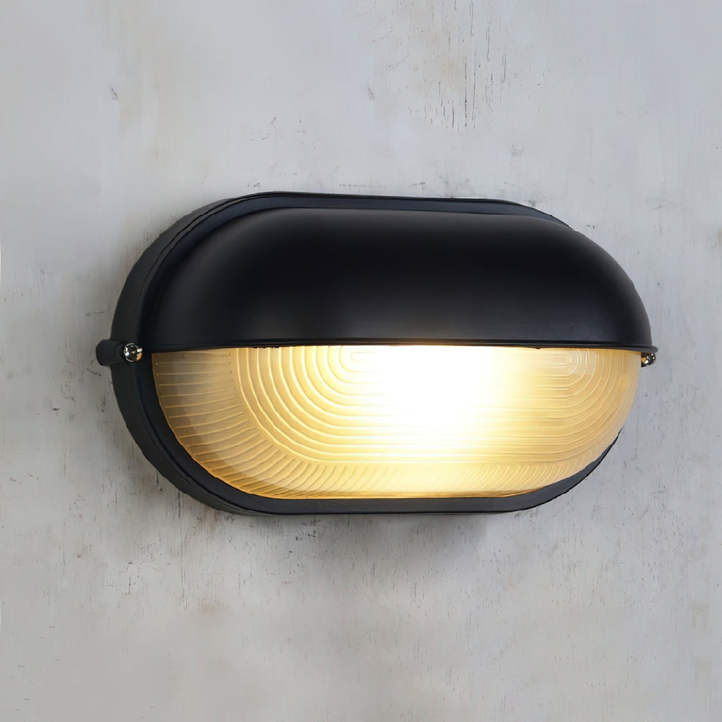 Outdoor Wall Light Bulkhead with Ribbed Glass Eyelid Hood Weather-Resistant - Image 37