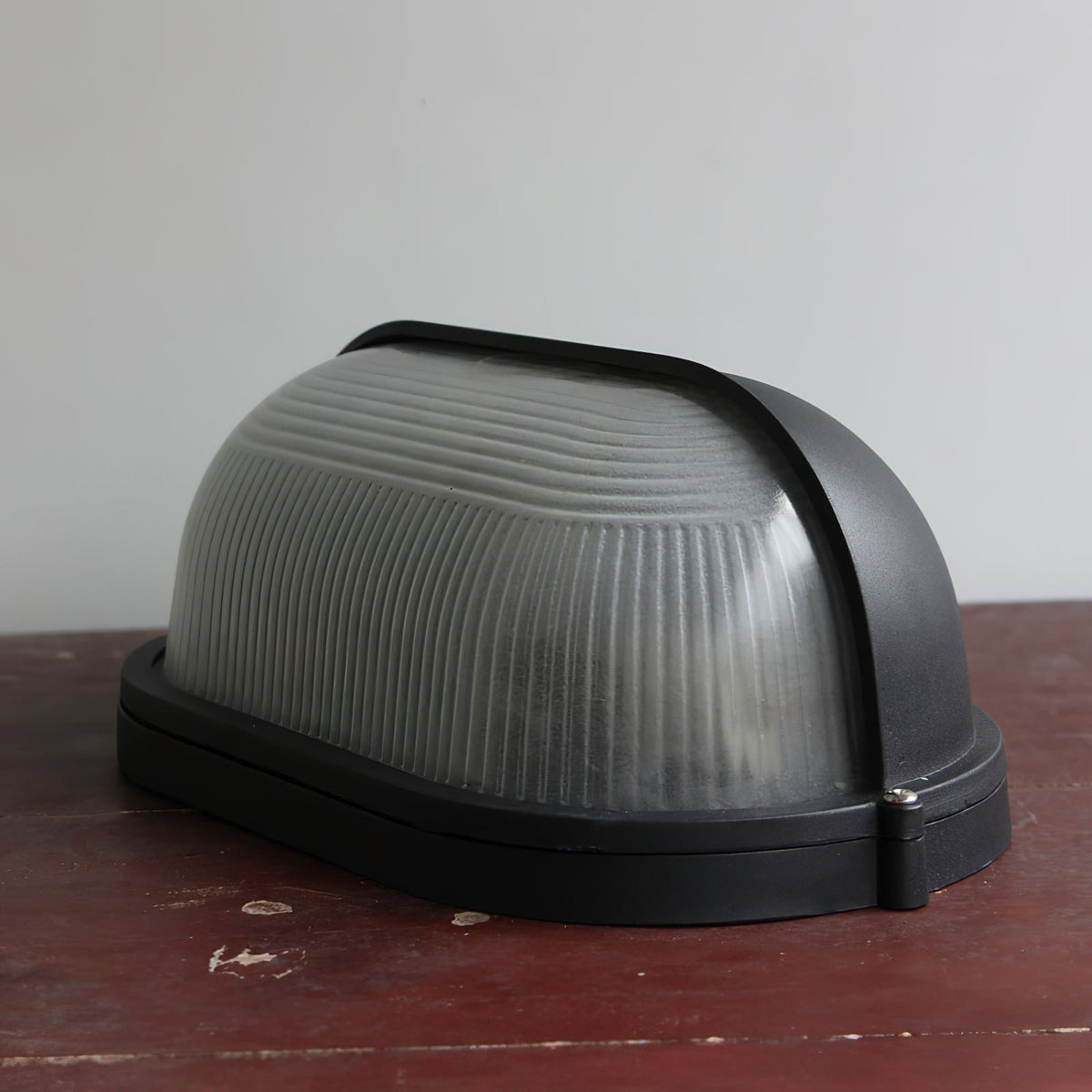 Outdoor Wall Light Bulkhead with Ribbed Glass Eyelid Hood Weather-Resistant - Image 38