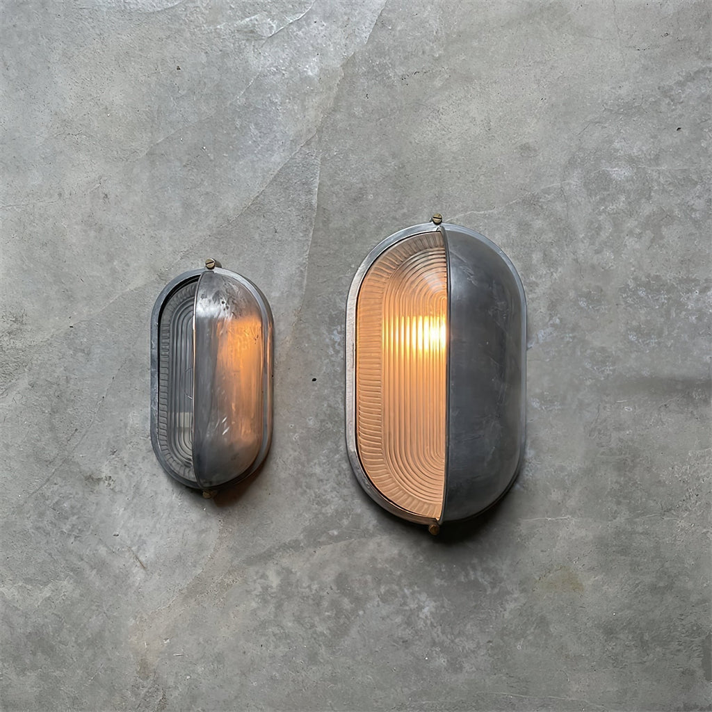 Outdoor Wall Light Bulkhead with Ribbed Glass Eyelid Hood Weather-Resistant - Image 41