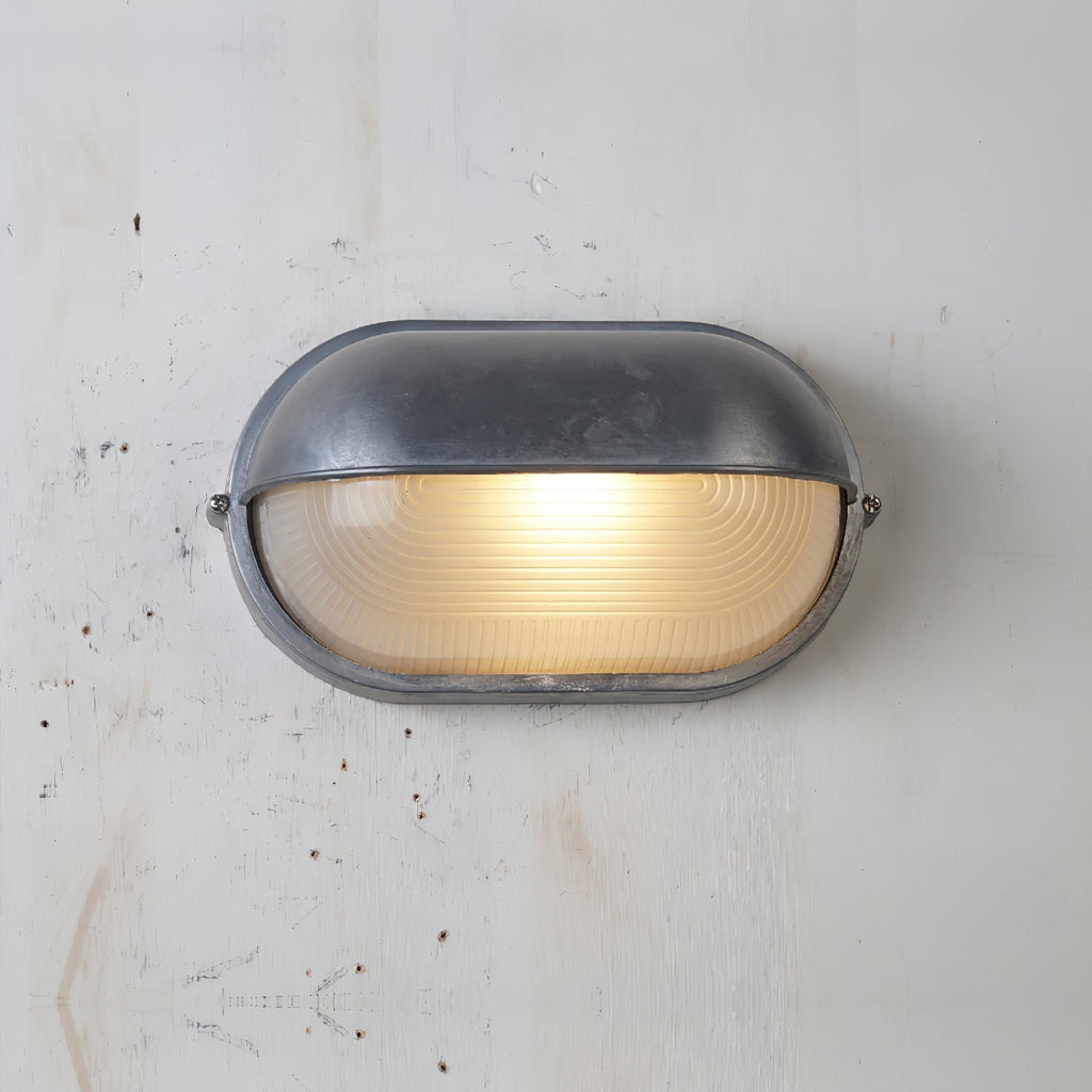 Outdoor Wall Light Bulkhead with Ribbed Glass Eyelid Hood Weather-Resistant - Image 46