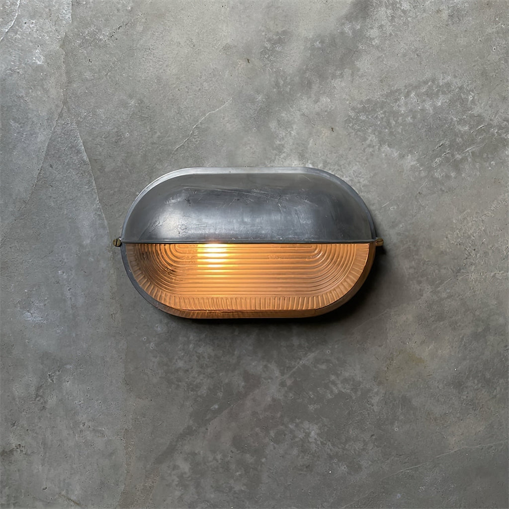 Outdoor Wall Light Bulkhead with Ribbed Glass Eyelid Hood Weather-Resistant - Image 47