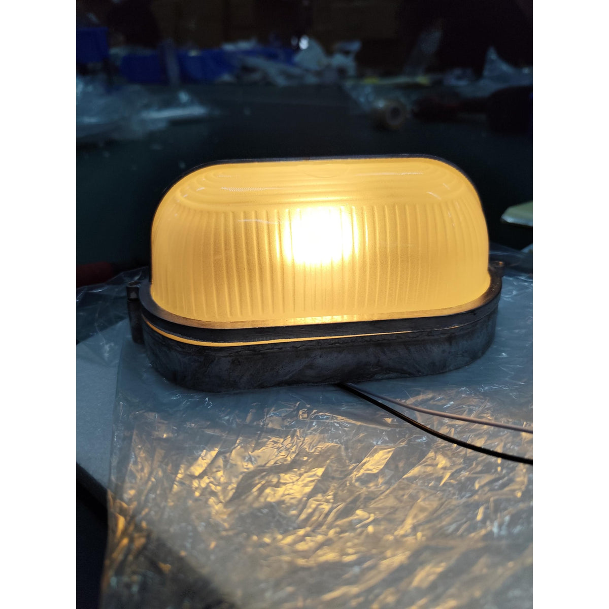 Outdoor Wall Light Bulkhead with Ribbed Glass Eyelid Hood Weather-Resistant - Image 54