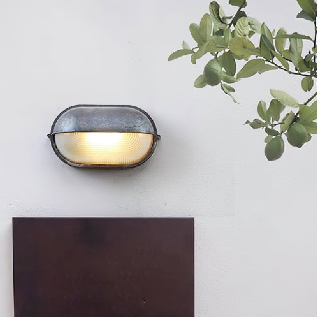 Outdoor Wall Light Bulkhead with Ribbed Glass Eyelid Hood Weather-Resistant - Image 6