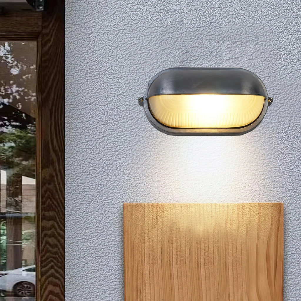 Outdoor Wall Light Bulkhead with Ribbed Glass Eyelid Hood Weather-Resistant - Image 7