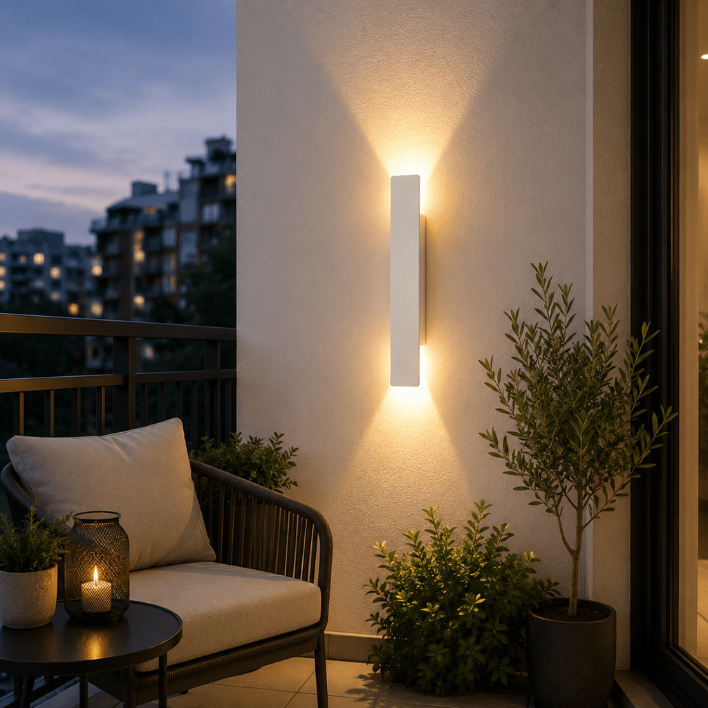 Outdoor Wall Sconce and Light with LED Up Down Lighting and Modern Rectangular Design - Image 1